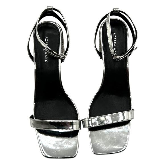 Azalea Wang Women's Parry Metallic Ankle Strap Block‎ Heel Sandals Size 11 - Picture 4 of 12